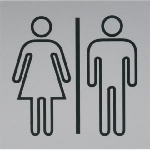 Pictogramme homme et femme aluminium anodisé argent - adhésif