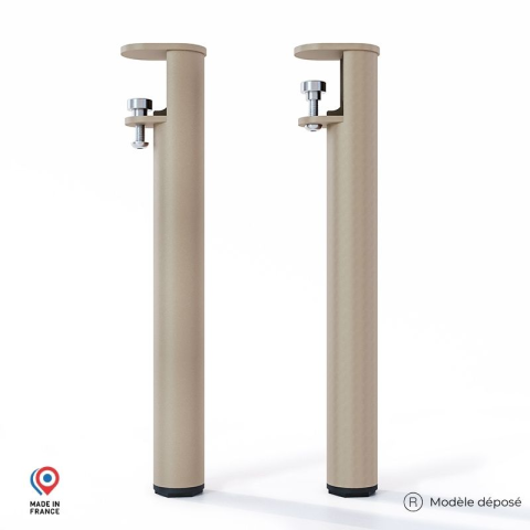 Lot de 2 pieds cylindriques DECO-GEM pour table basse en acier à vis-étau Topaze, H.43 cm