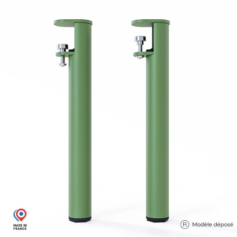 Lot de 2 pieds cylindriques DECO-GEM pour table basse en acier à vis-étau Topaze, H.43 cm