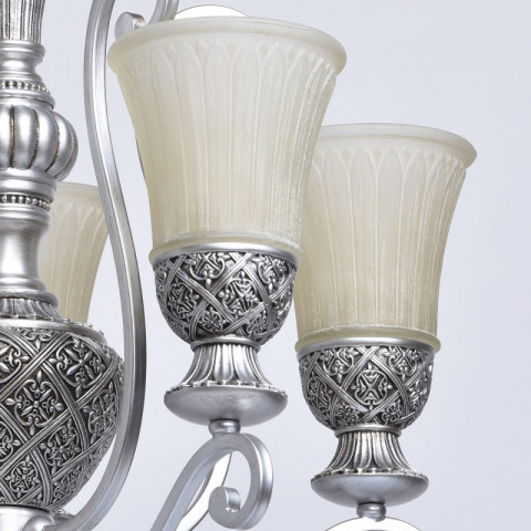 Plafonnier argenté country 5 ampoules 53 cm