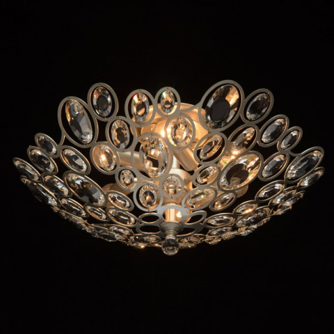 Plafonnier argenté crystal 6 ampoules 27 cm
