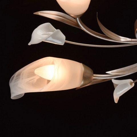 Plafonnier argenté flora 5 ampoules 13 cm