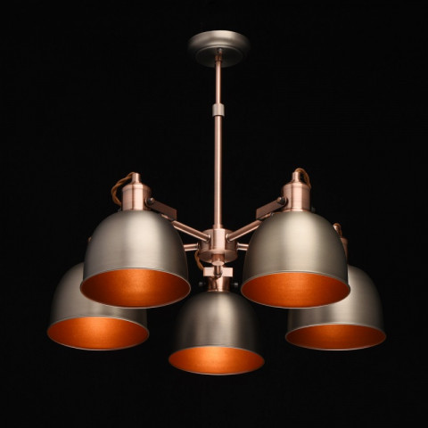 Plafonnier argenté industrial 5 ampoules 47 cm