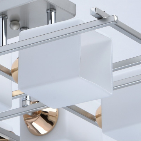 Plafonnier argenté megapolis 6 ampoules 20 cm