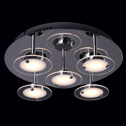 Plafonnier argenté techno 5 ampoules 12.5 cm