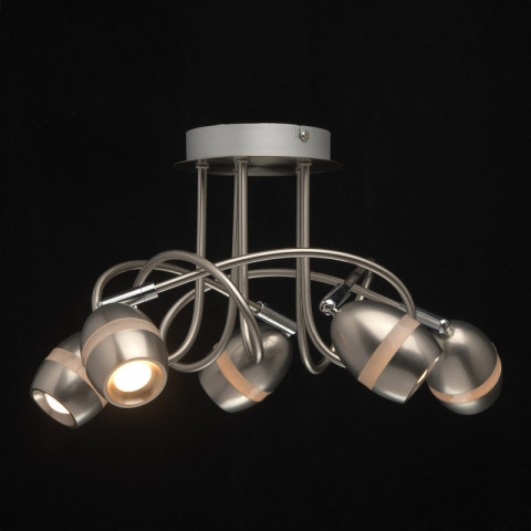 Plafonnier argenté techno 5 ampoules 21 cm
