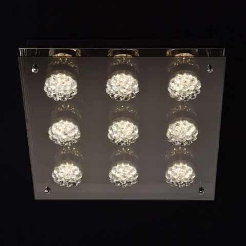 Plafonnier argenté techno 9 ampoules 8 cm
