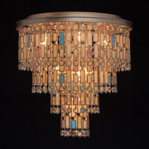 Plafonnier beige loft 10 ampoules 62 cm