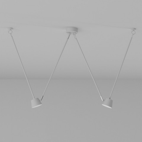 Plafonnier blanc techno 2 ampoules 65 cm