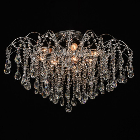 Plafonnier chromé crystal 9 ampoules 45 cm