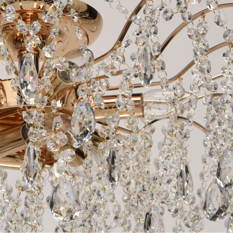 Plafonnier doré crystal 9 ampoules 45 cm