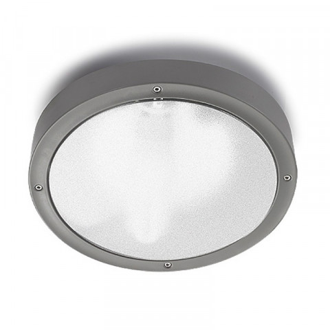 Plafonnier e27 basic, polycarbonate, gris, 26 cm