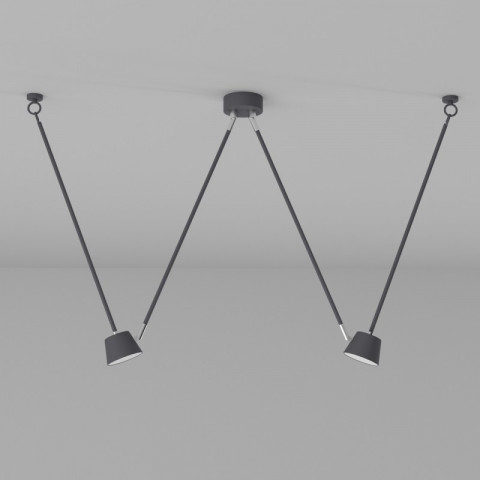 Plafonnier gris techno 2 ampoules 65 cm