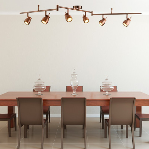 Plafonnier jupiter, cuivre antique, 6 spots led