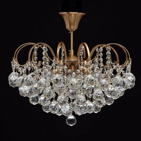 Plafonnier laiton crystal 6 ampoules 40 cm