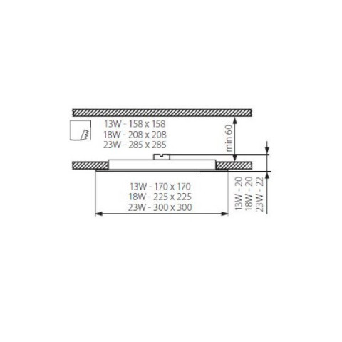 Plafonnier led 18 watt 225x225mm - Couleur eclairage - Blanc neutre, Finition - Blanc