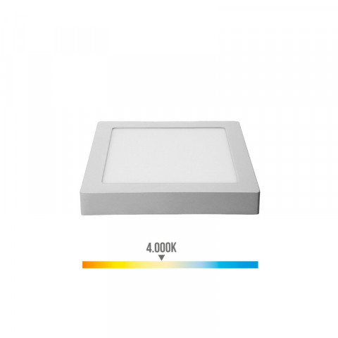 Plafonnier led carré edm - 20w - 1500 lumens - 4000k - chromé - 31593