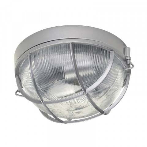 Plafonnier marina, hematite, verre holophane clair rainuré