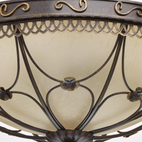 Plafonnier marron country 5 ampoules 37 cm