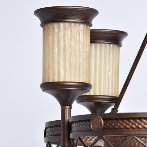 Plafonnier marron country 6 ampoules 50 cm