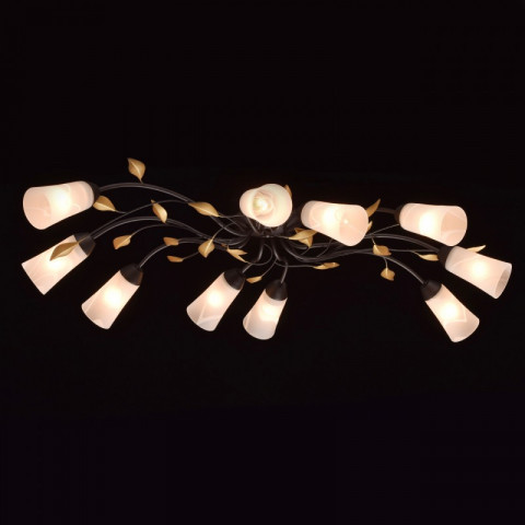 Plafonnier marron flora 10 ampoules 20 cm