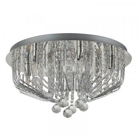 Plafonnier mela 23 cm, en chrome et cristal, 6 ampoules