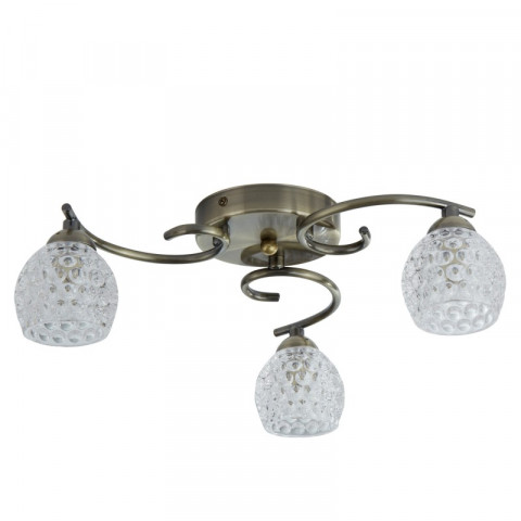 Plafonnier minnie, laiton antique, 3 ampoules