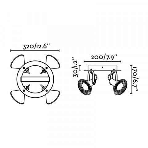 Plafonnier nickel satiné cup 4 ampoules