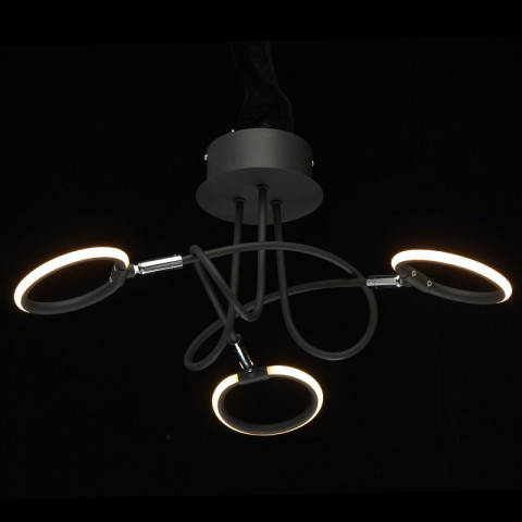 Plafonnier noir techno 3 ampoules 25.5 cm
