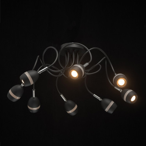 Plafonnier noir techno 8 ampoules 26 cm