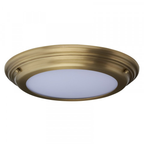 Plafonnier welland, laiton antique, verre opale, module led, ip44