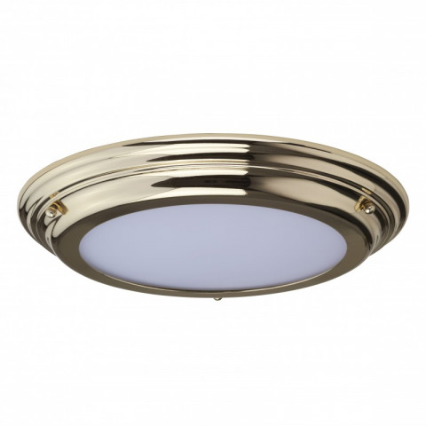 Plafonnier welland, laiton poli, verre opale, module led, ip44