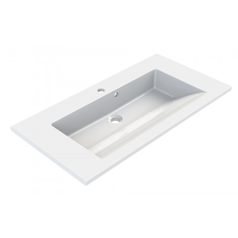 Plan de toilette Slide simple ou double vasque en polybéton blanc brillant