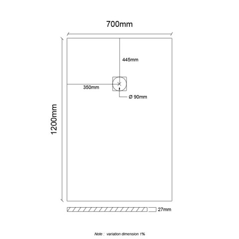 Receveur de douche en résine extra plat à poser 70x120cm - ciment (gris) - rio