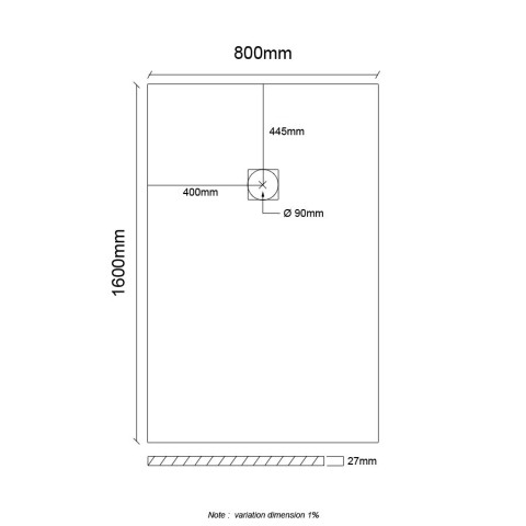 Receveur de douche en résine extra plat à poser 80x160cm - anthracite - rio