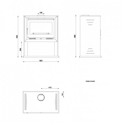 Fm poêle à bois acier m-203 12,5kw à chaleur ventilée