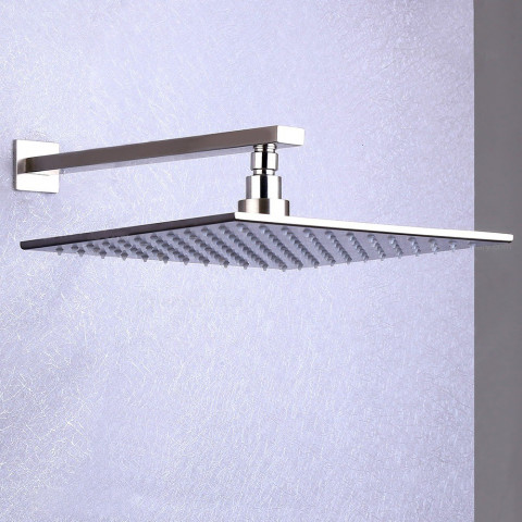 Pomme de douche led en acier inoxydable et système de douche à main en nickel brossé avec led 300 mm