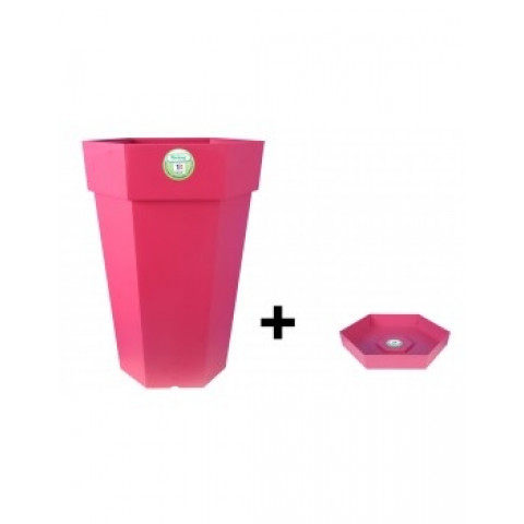 Pot et soucoupe hexaline diametre 29cm h39cm - riviera - Coloris au choix