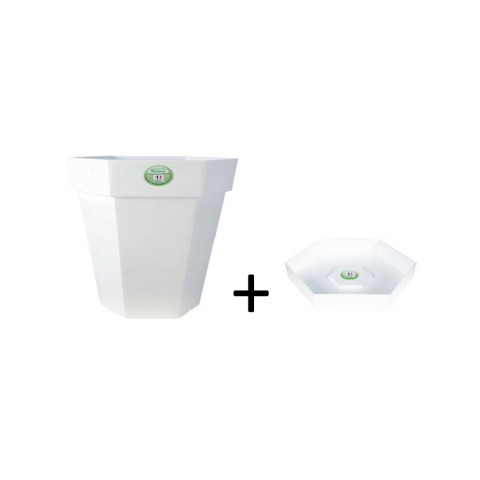 Pot et soucoupe hexaline diametre 30cm h27cm - riviera - Coloris au choix
