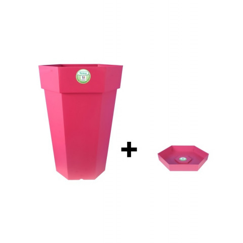 Pot et soucoupe hexaline diametre 49cm h66cm - riviera - Coloris au choix