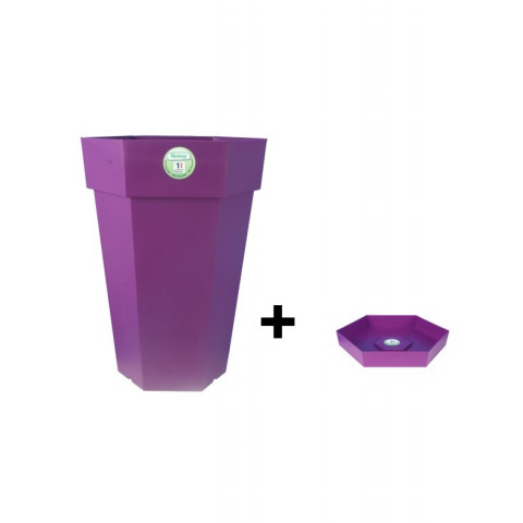 Pot et soucoupe hexaline diametre 49cm h66cm - riviera - Coloris au choix