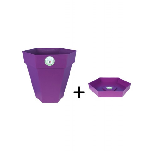 Pot et soucoupe hexaline diametre 50cm h45cm - riviera - Coloris au choix