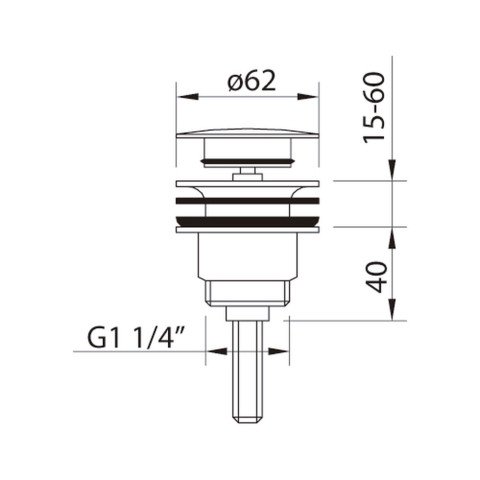 Vidage universel synthétique quick-clac 1 1/4' - Chromé - STANDARD HIDRAULICA - 60558