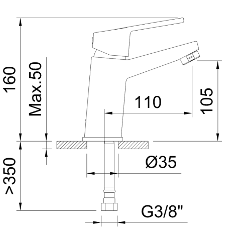 Mitigeur pour lavabo Clever 105 mm NF Smart C1 avec vidage métallique - STANDARD HIDRAULICA - 99825C