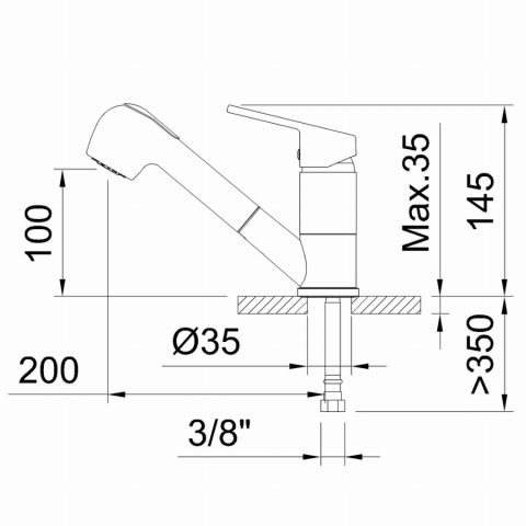 Robinet mitigeur CLEVER pour évier en laiton avec bec horizontal extractible à 2 fonctions - 61488