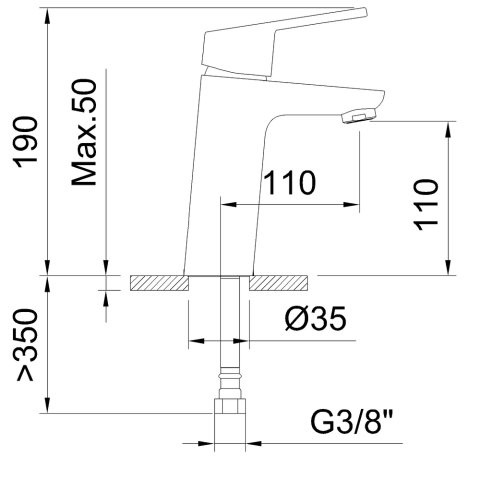 Mitigeur pour lavabo Clever 110 mm NF Master EcoNature Cold Open C3 - STANDARD HIDRAULICA - 99187C