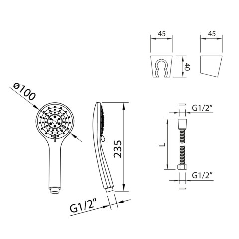Ensemble de douche City Air HidroClever - Ø100 mm - STANDARD HIDRAULICA - 61837