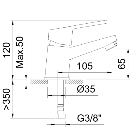 Mitigeur lavabo Clever 65 mm avec vidage universel quick-clac NF Smart EcoNature Cold Open C3 - STANDARD HIDRAULICA - 61845