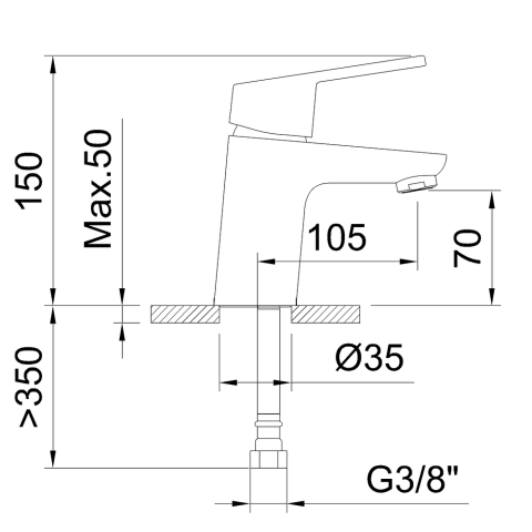 Mitigeur lavabo Clever 70 mm avec vidage universel quick-clac NF Master C1 - STANDARD HIDRAULICA - 61852