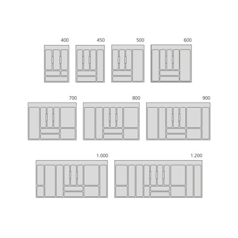 Range-couverts Optima pour tiroir universel, Plastique, Gris anthracite - Dimensions au choix